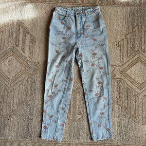 Romantic Western Prairie Revival Vintage Embroidered Denim Jeans Women’s XS / 24
